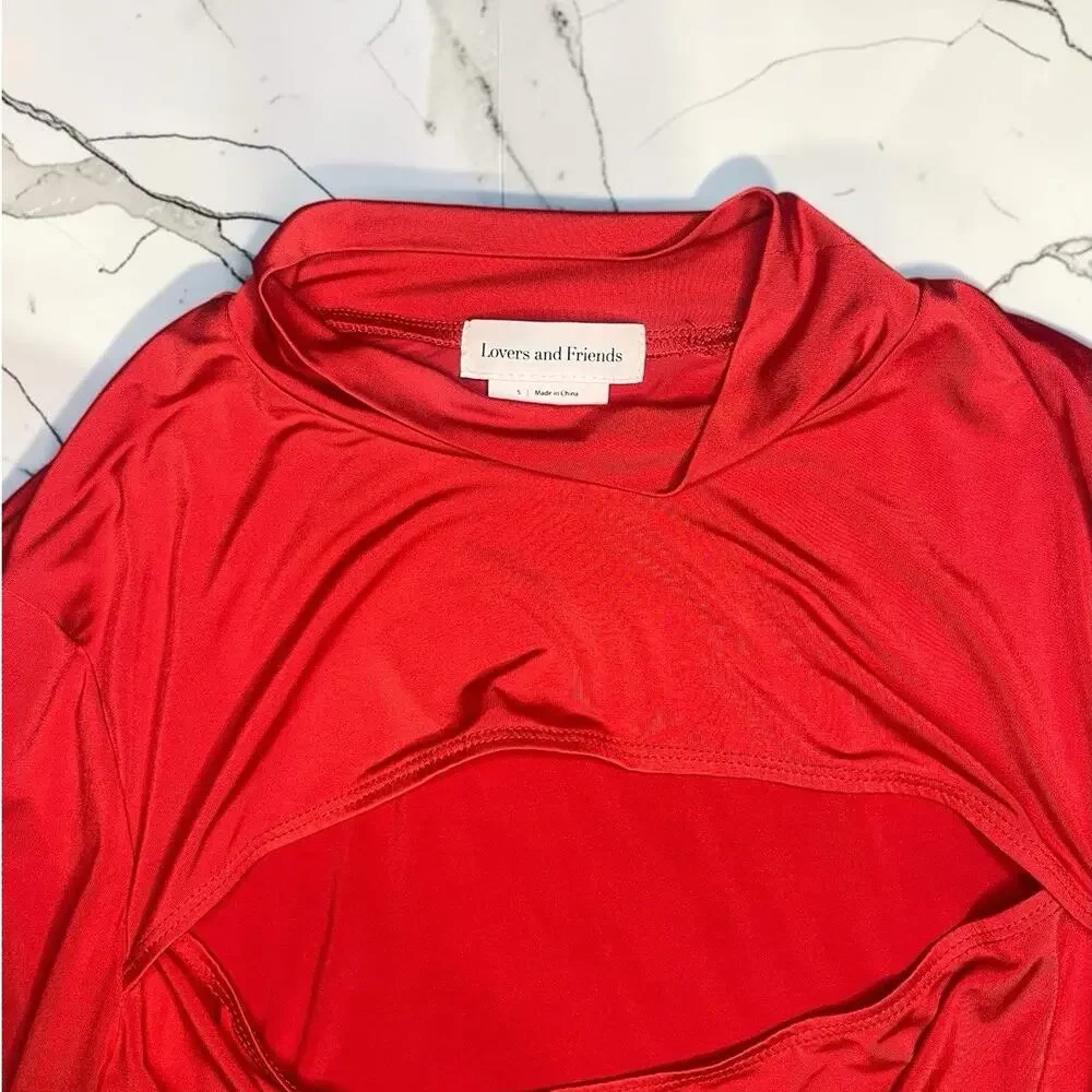 Lovers and Friends Red Cutout Long Sleeve Top Women's Size S